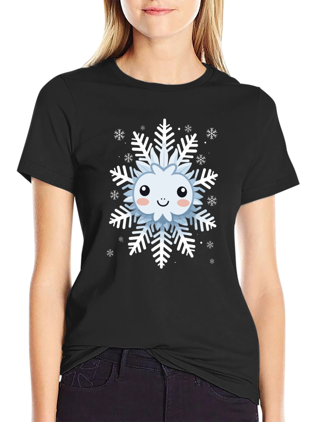 Cute Snowflake Graphic Tee - Winter Holiday Apparel