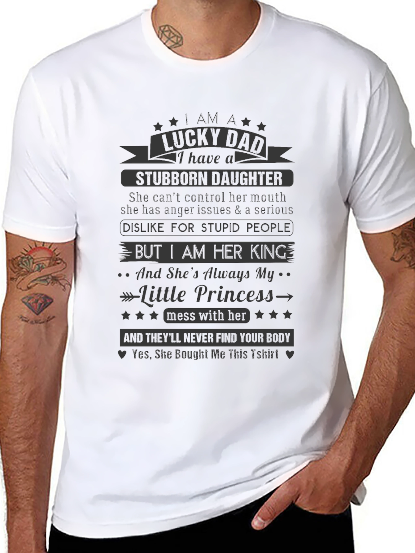 Lucky Dad Stubborn Daughter Graphic Tee