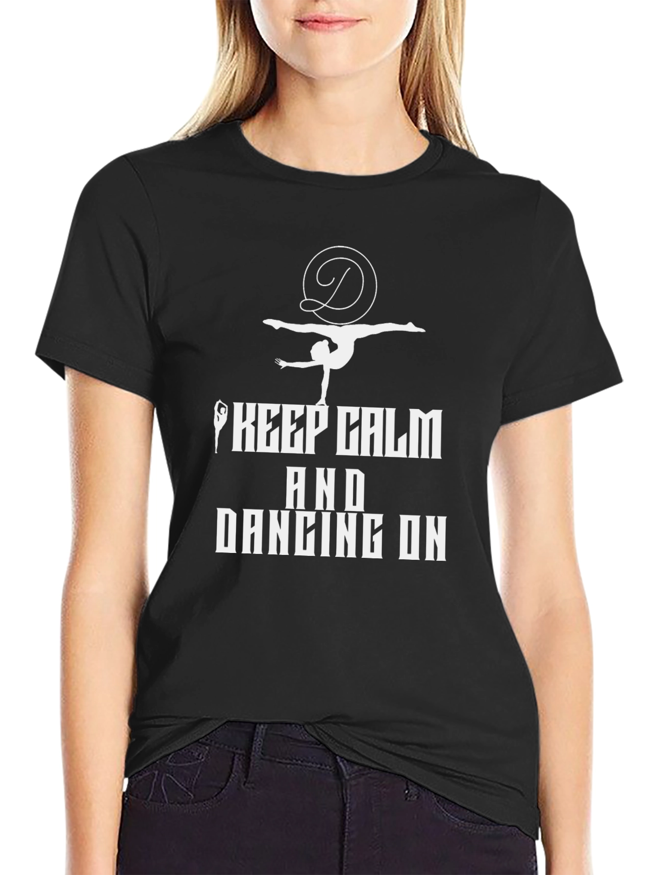 Keep Calm and Dancing On Black Graphic Tee