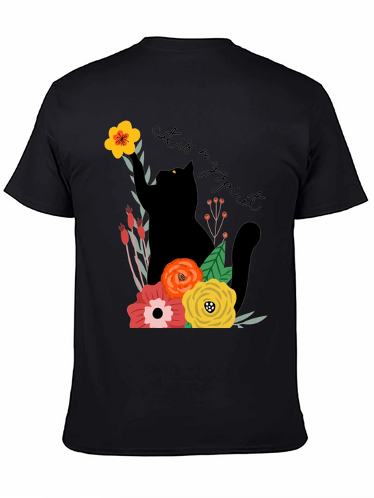 Cat Is My Spirit T-Shirt - Floral Design