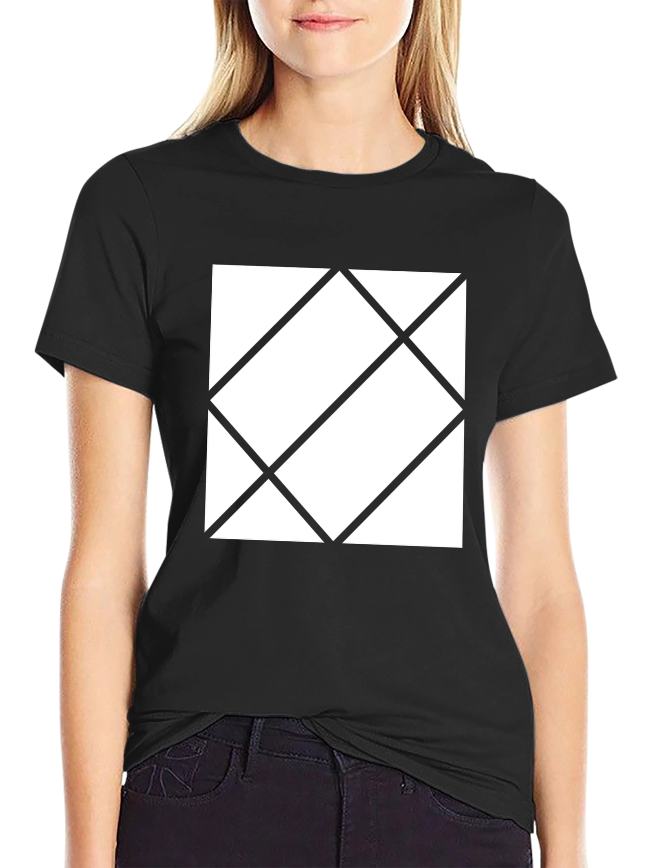 Modern Geometric Graphic Tee - Black Unisex Shirt