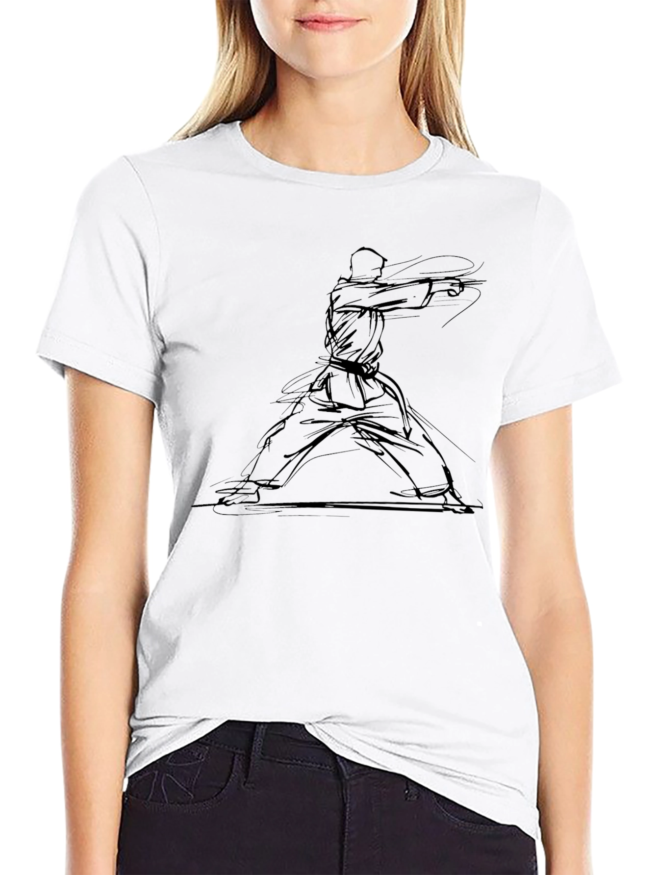 Martial Arts Sketch Black T-Shirt