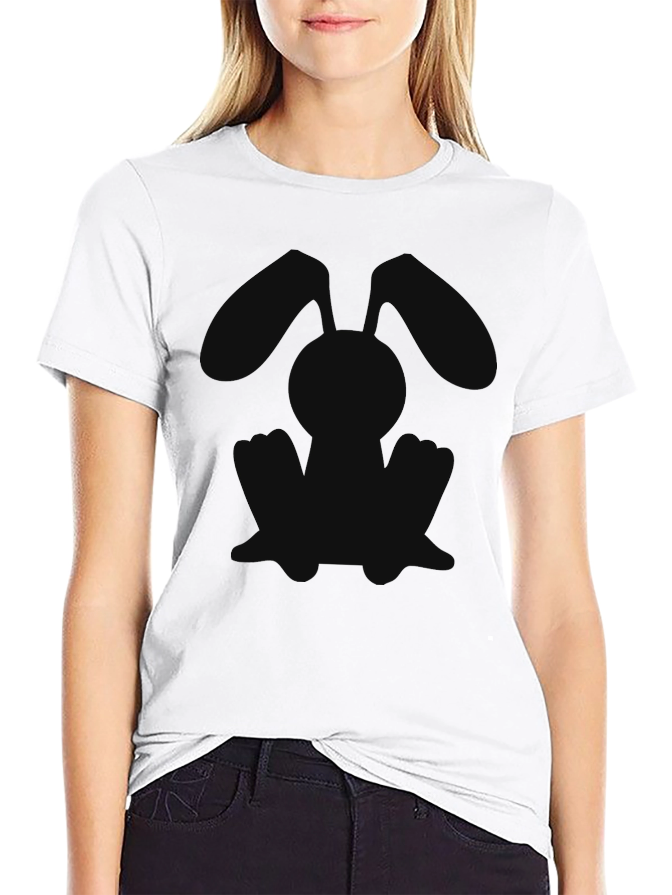 Black T-Shirt with Bunny Silhouette