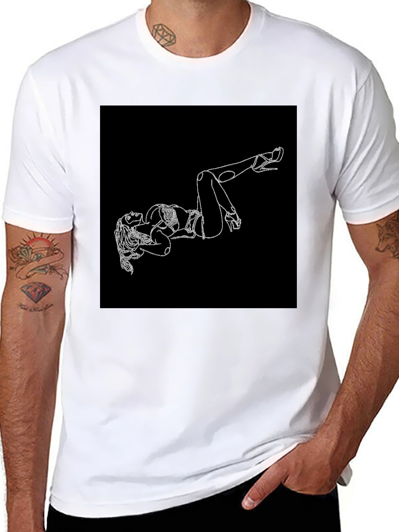 Black T-Shirt with Woman Silhouette