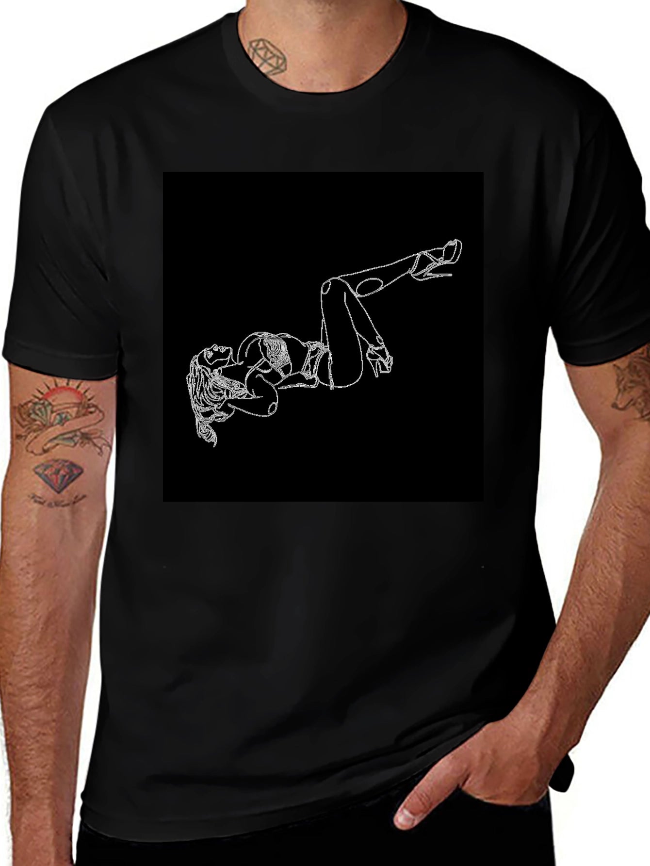 Black T-Shirt with Woman Silhouette