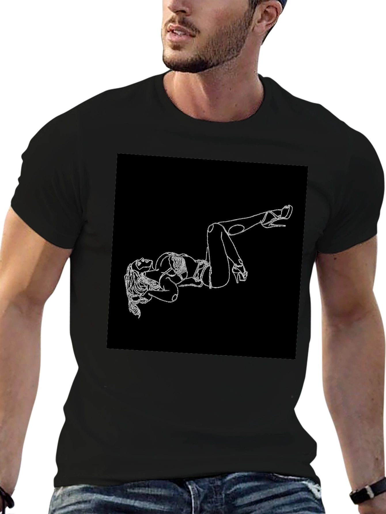 Black T-Shirt with Woman Silhouette