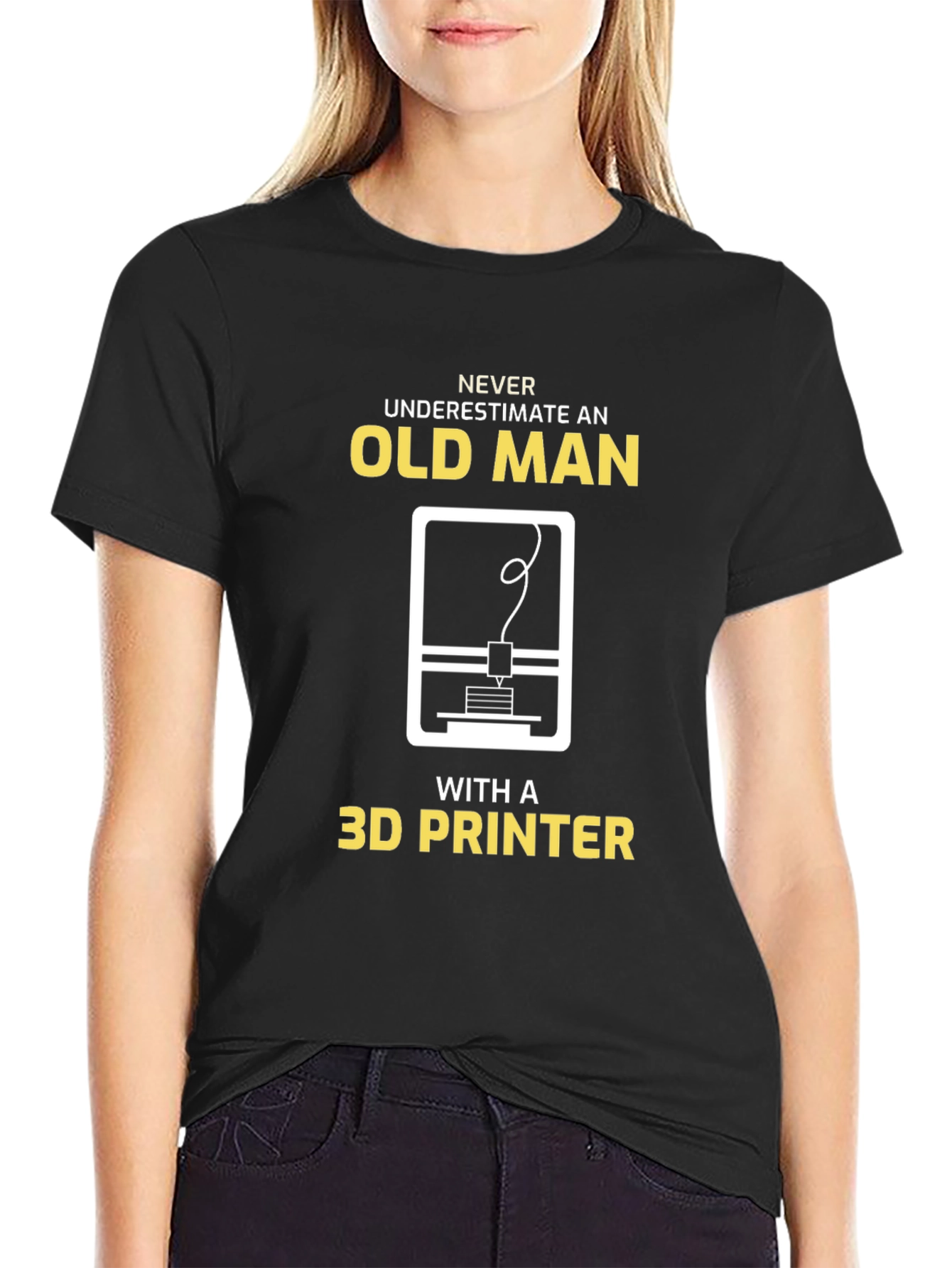 Old Man with 3D Printer Graphic T-Shirt