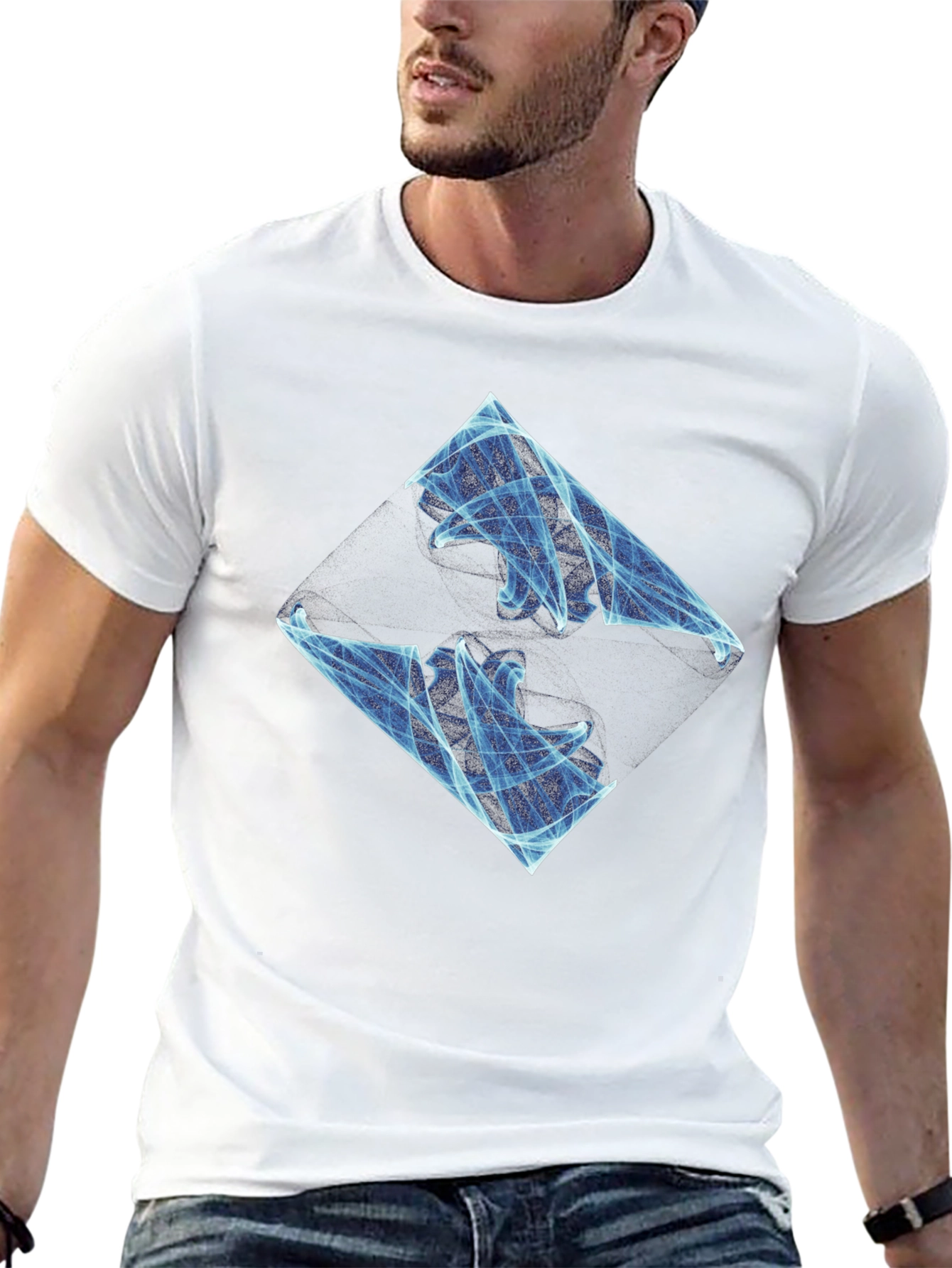 Abstract Blue Graphic Black T-Shirt