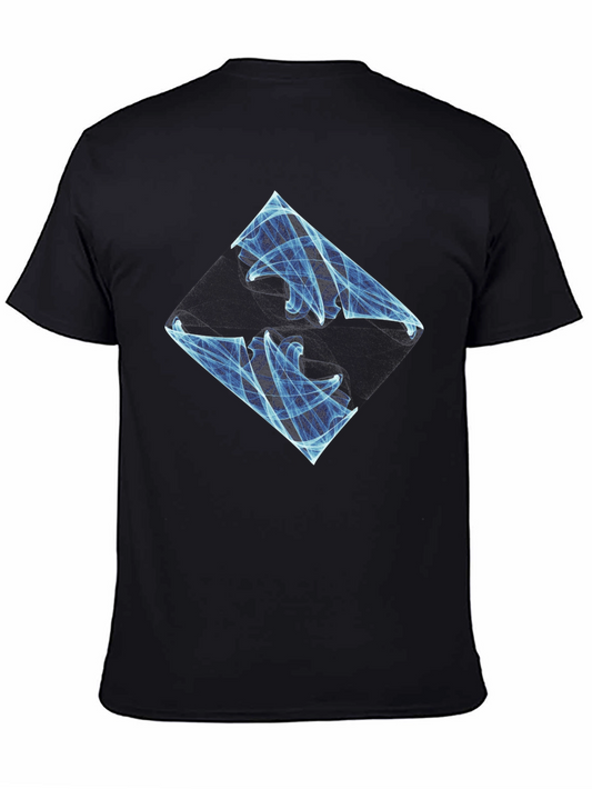 Abstract Blue Graphic Black T-Shirt