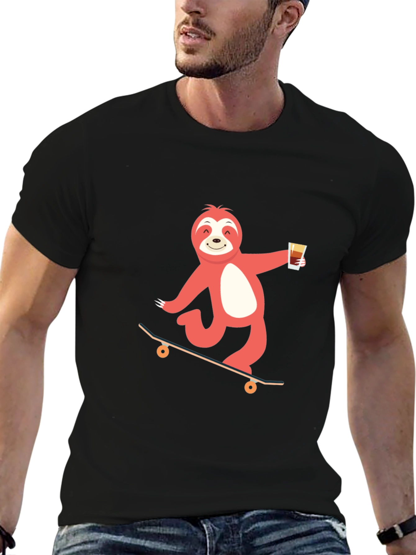 Sloth Skateboarder T-Shirt - Relaxed & Fun Design