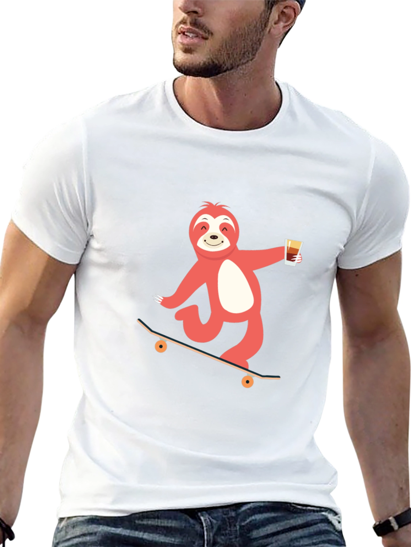 Sloth Skateboarder T-Shirt - Relaxed & Fun Design
