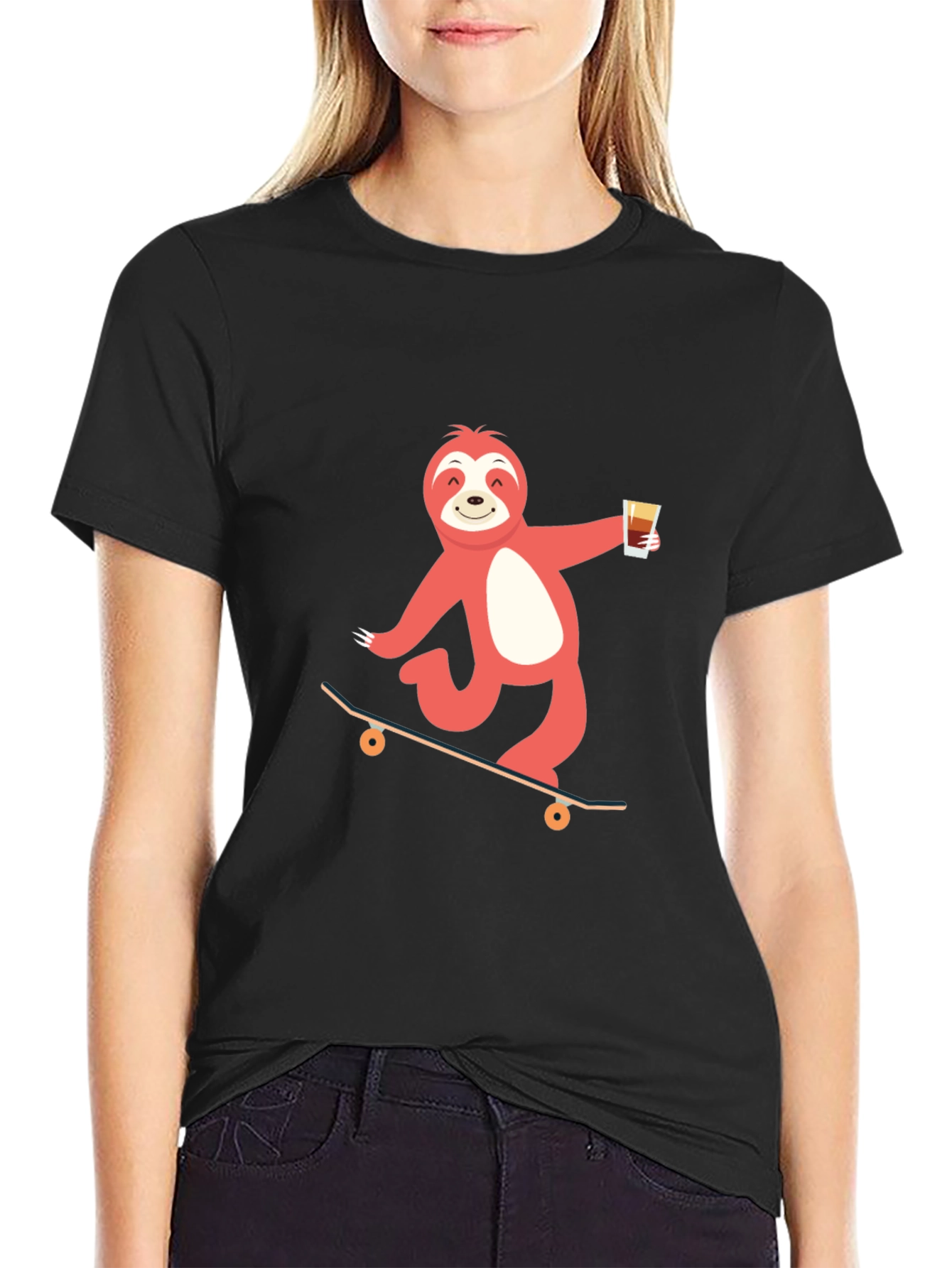 Sloth Skateboarder T-Shirt - Relaxed & Fun Design