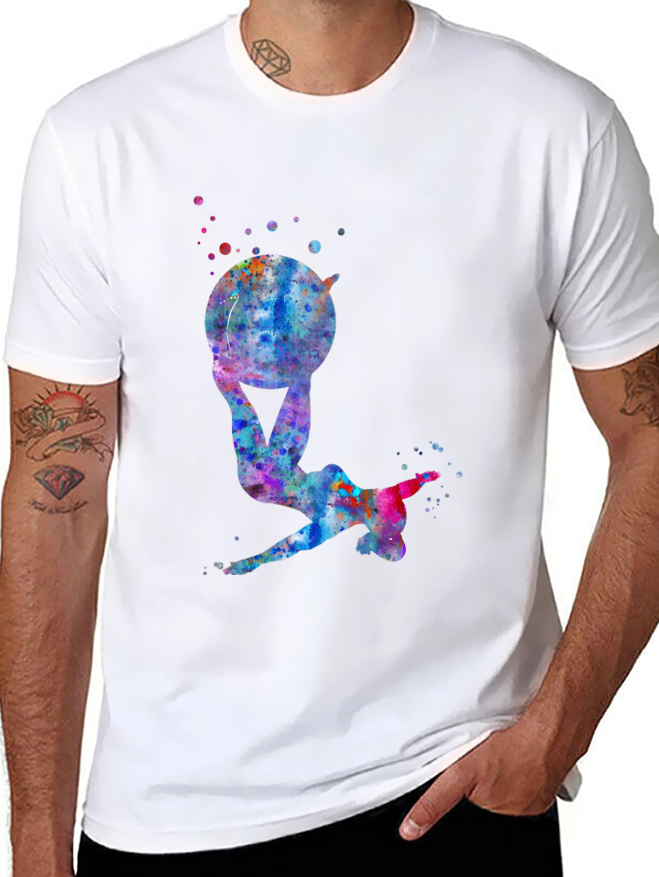 Gymnast Watercolor Black T-Shirt