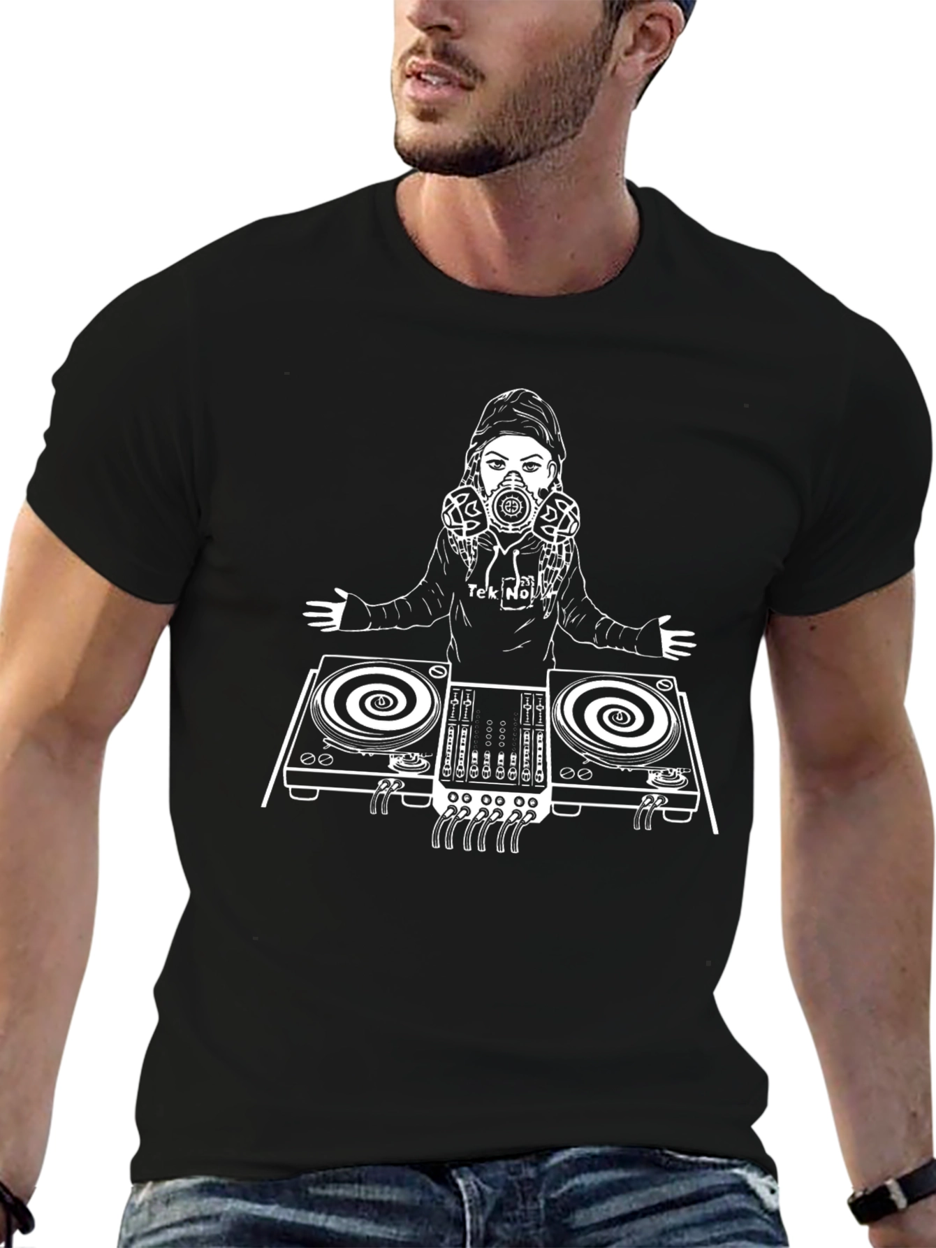 DJ Graphic Tee - Black Cotton Blend T-Shirt
