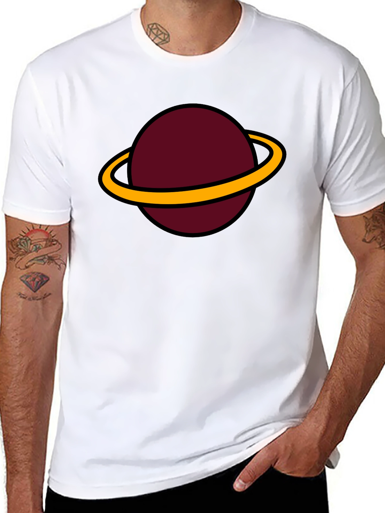 Planet Saturn Graphic Tee - Classic Black