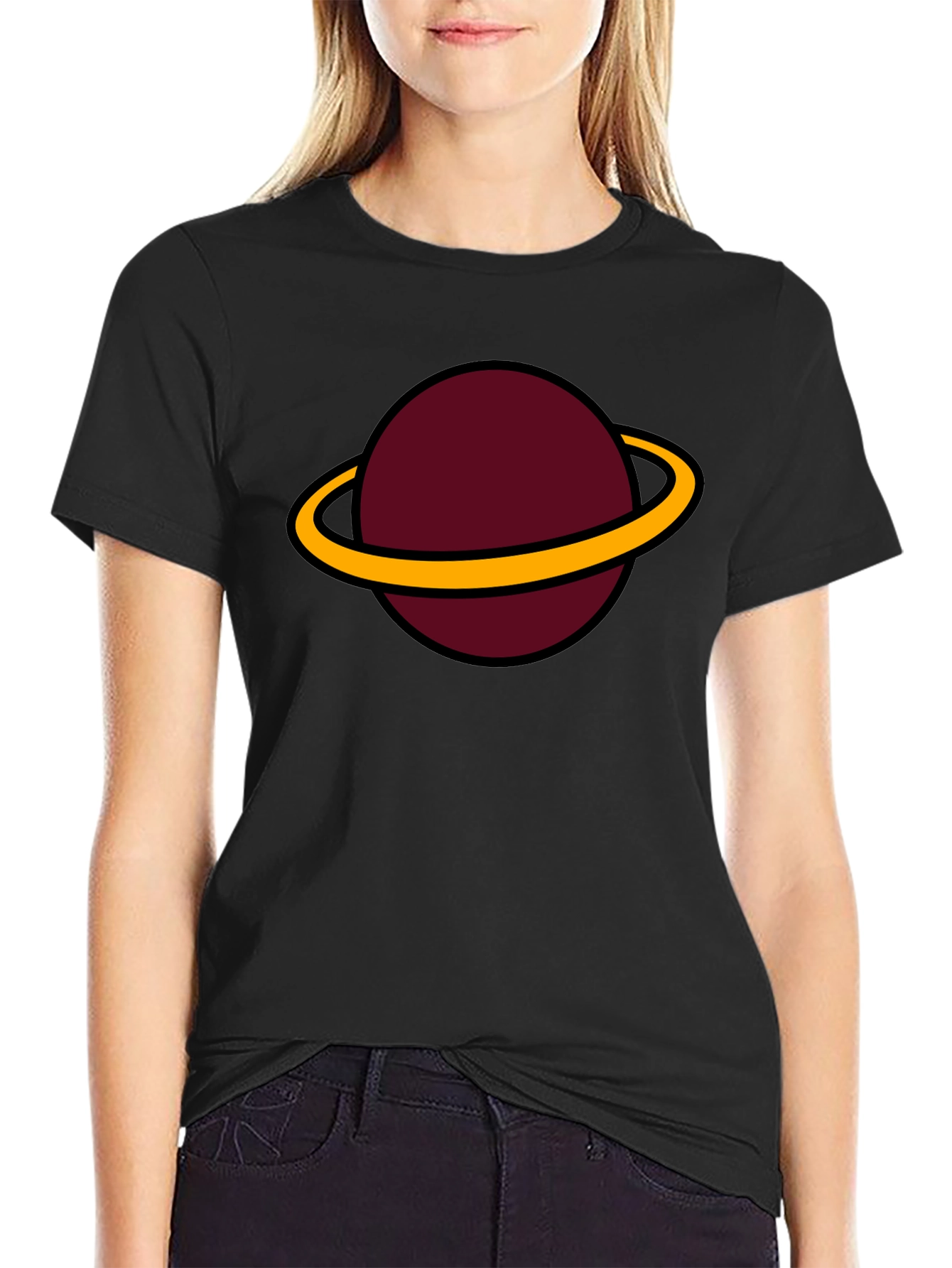 Planet Saturn Graphic Tee - Classic Black