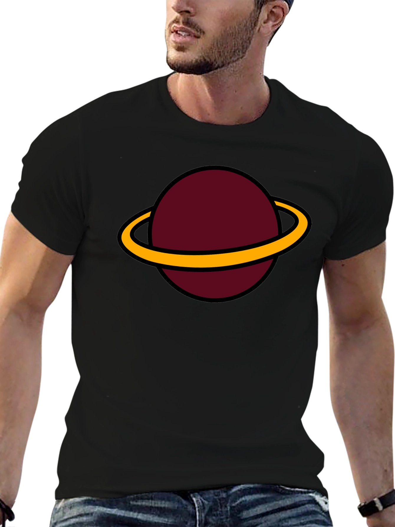 Planet Saturn Graphic Tee - Classic Black