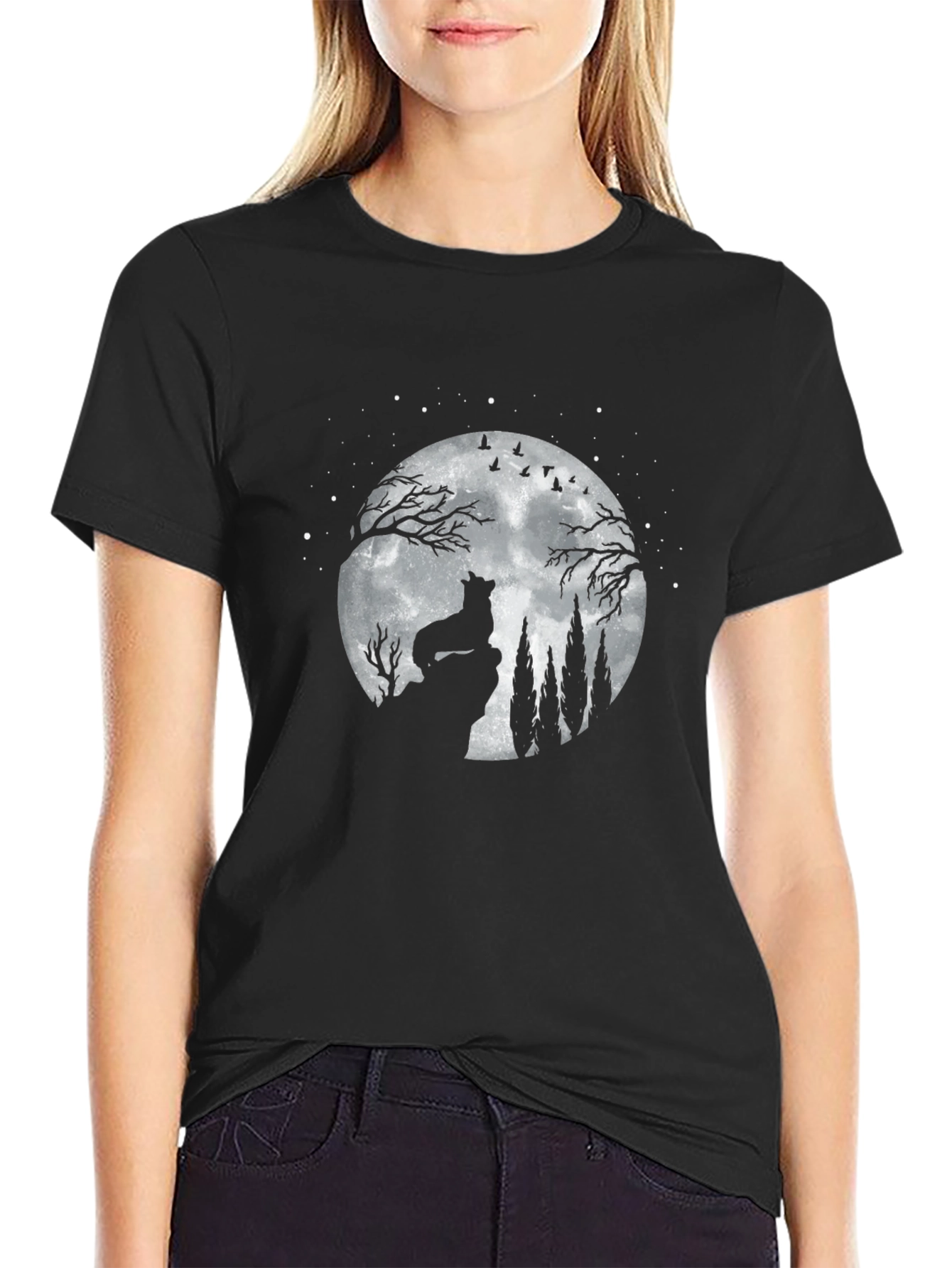 Wolf Moon Black Graphic Tee