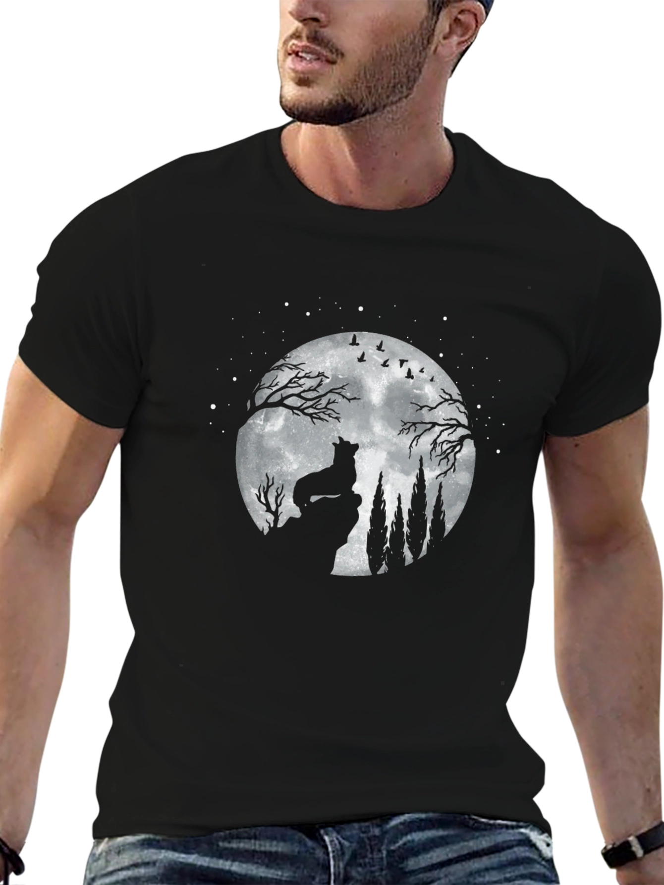 Wolf Moon Black Graphic Tee