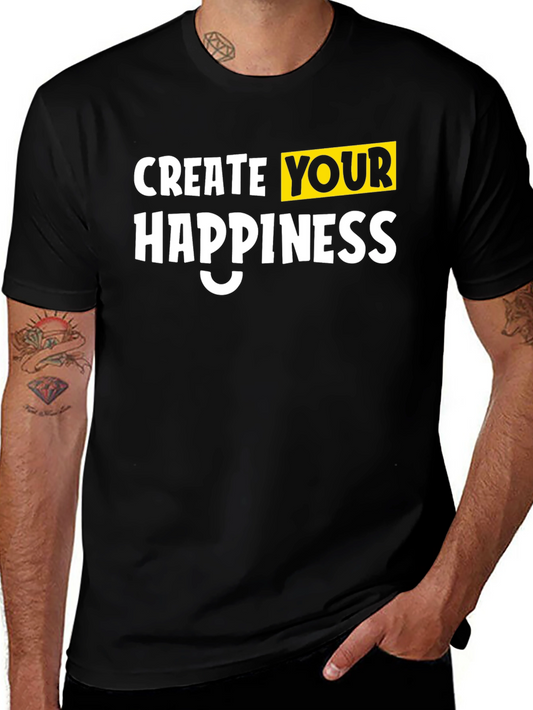 Create Your Happiness Black Graphic Tee