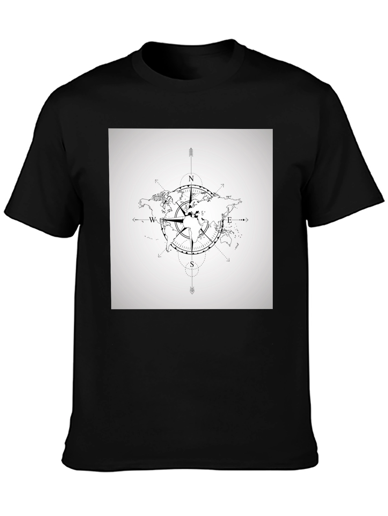 Compass World Map Graphic Tee - Travel Ready