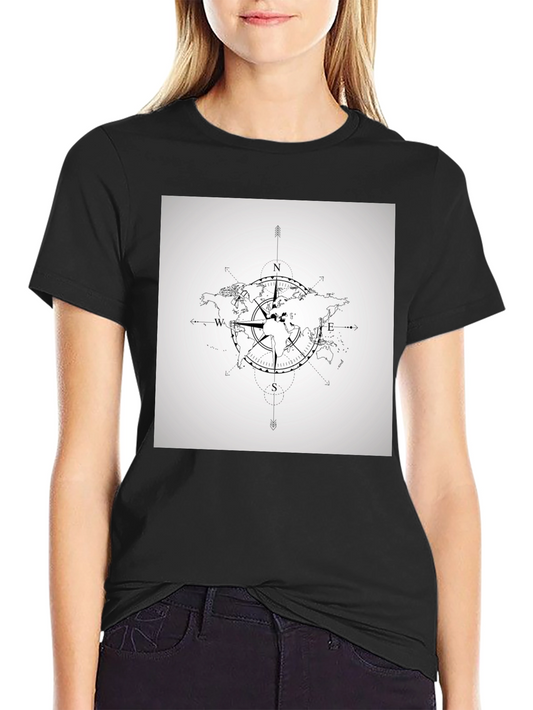 Compass World Map Graphic Tee - Travel Ready