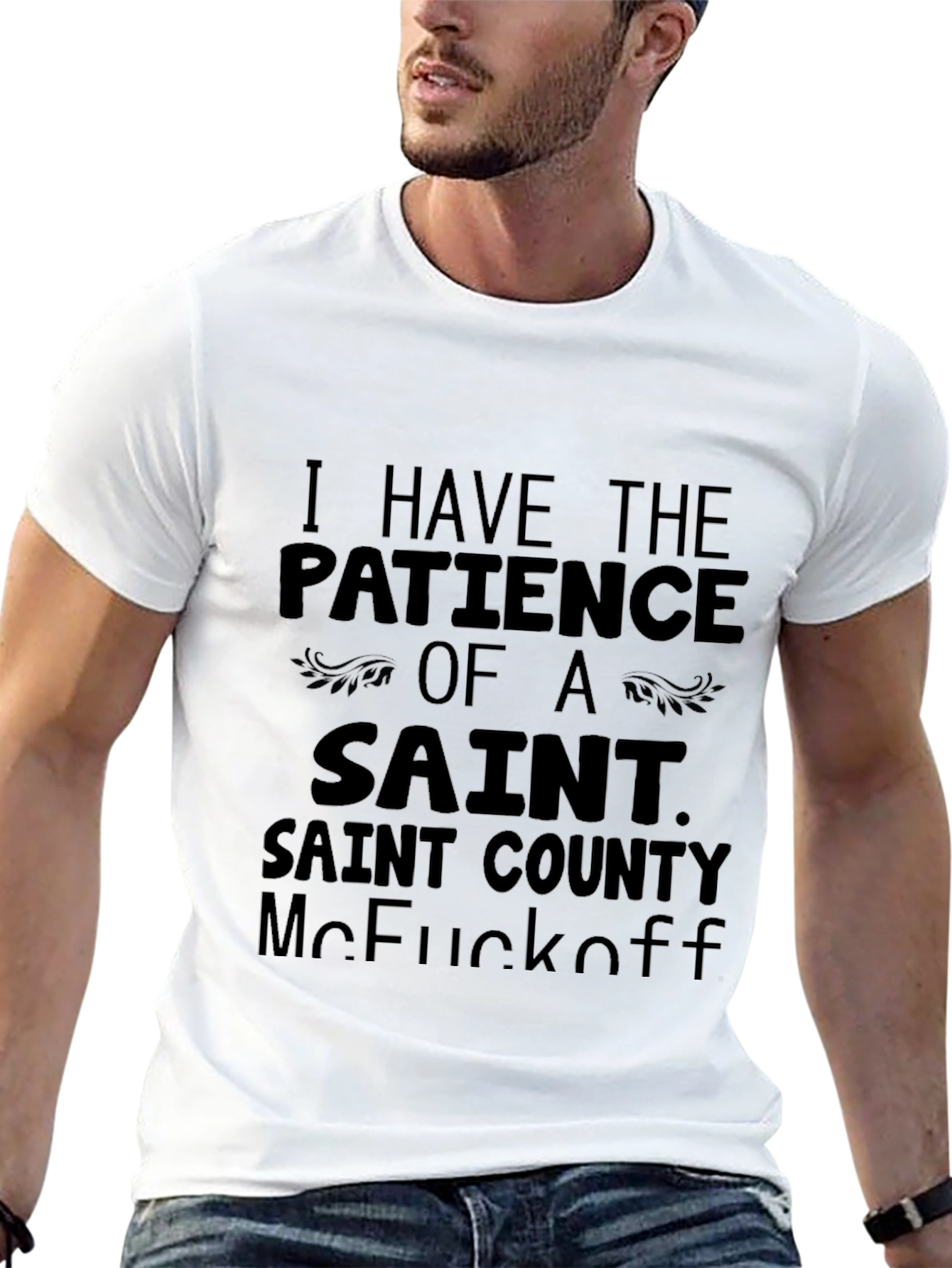 Funny Saint Patience Graphic Tee - Black
