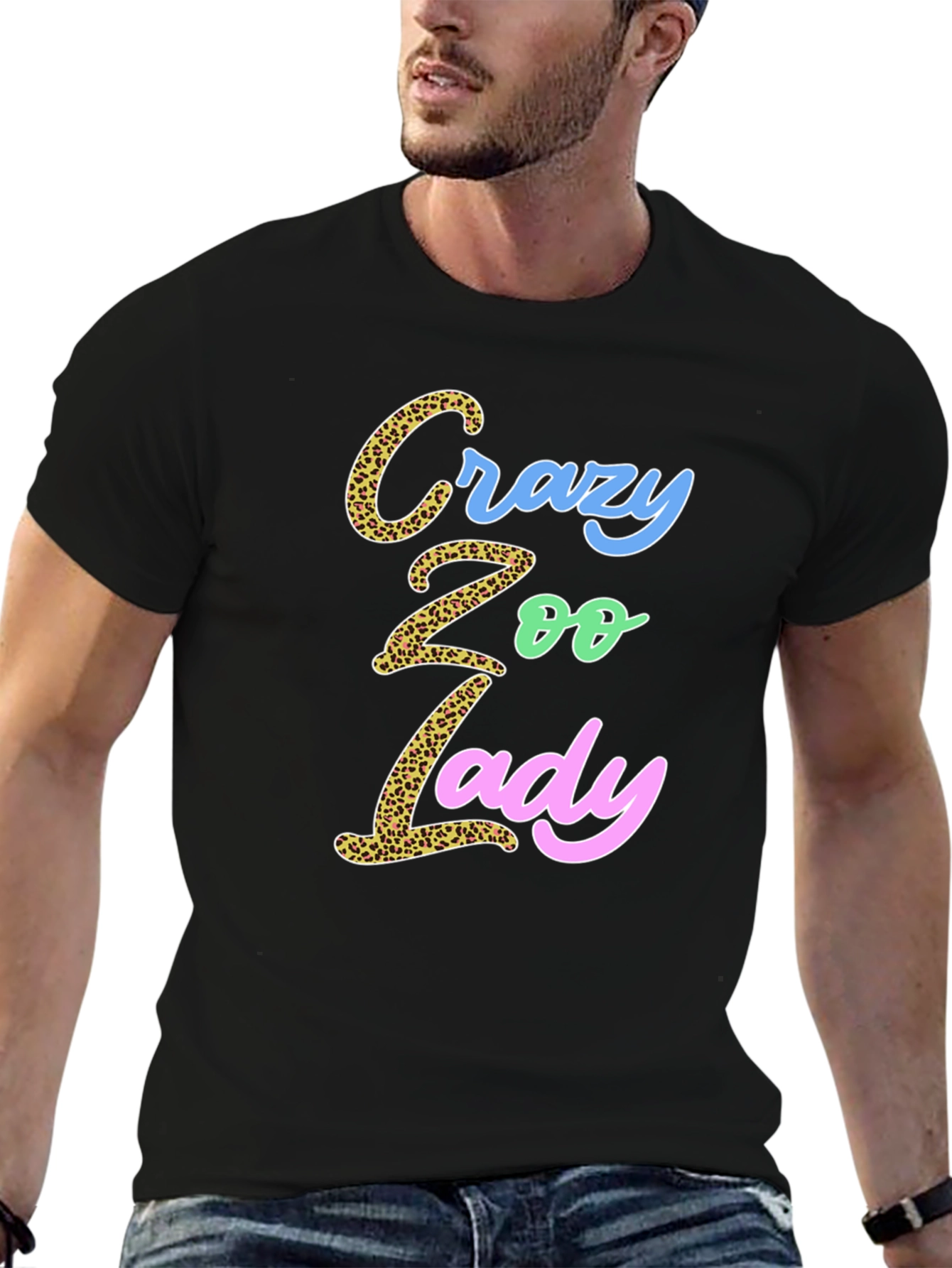 Crazy Zoo Lady Graphic Tee - Animal Print