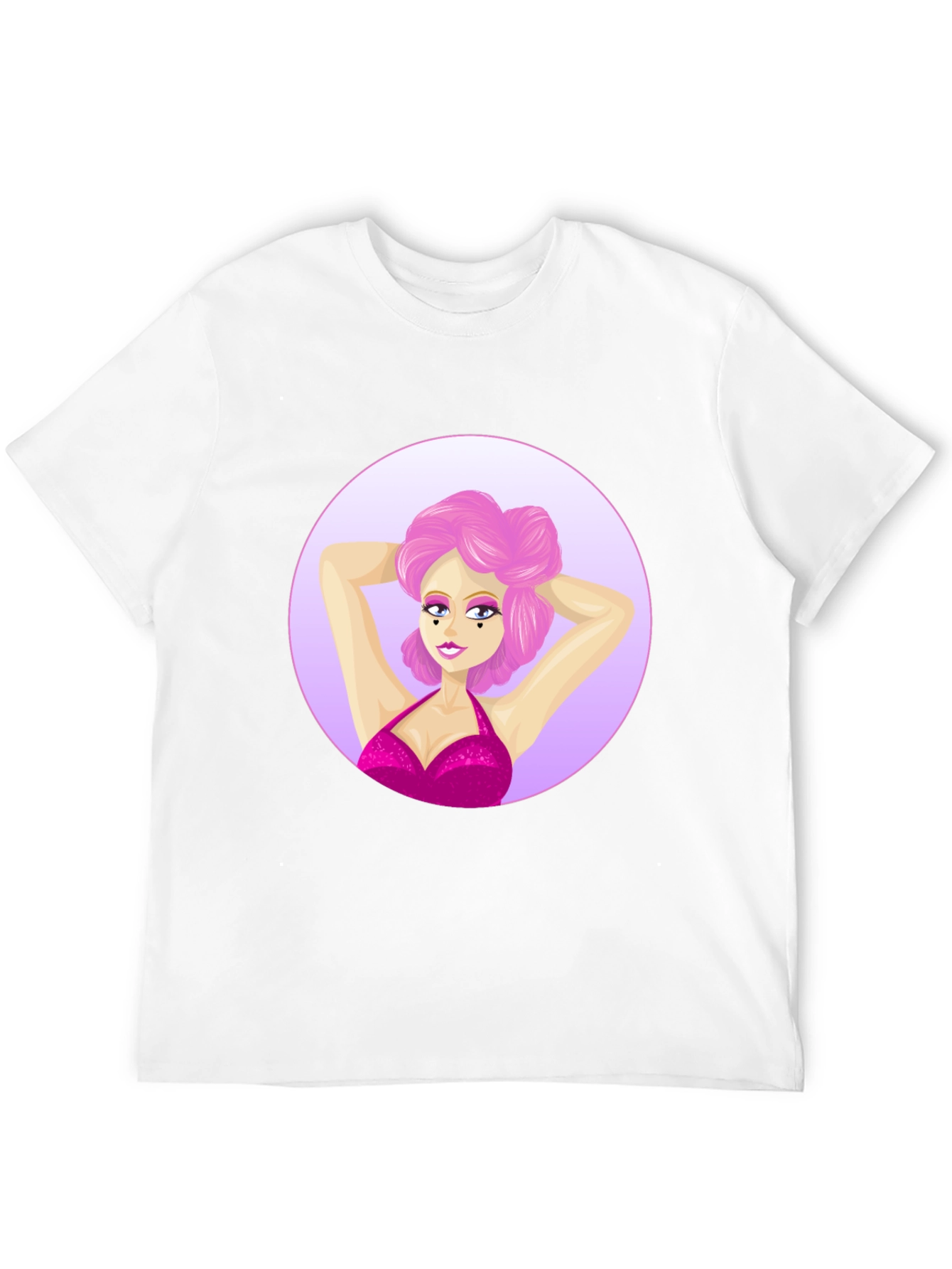 Cartoon Woman Graphic T-Shirt - Black