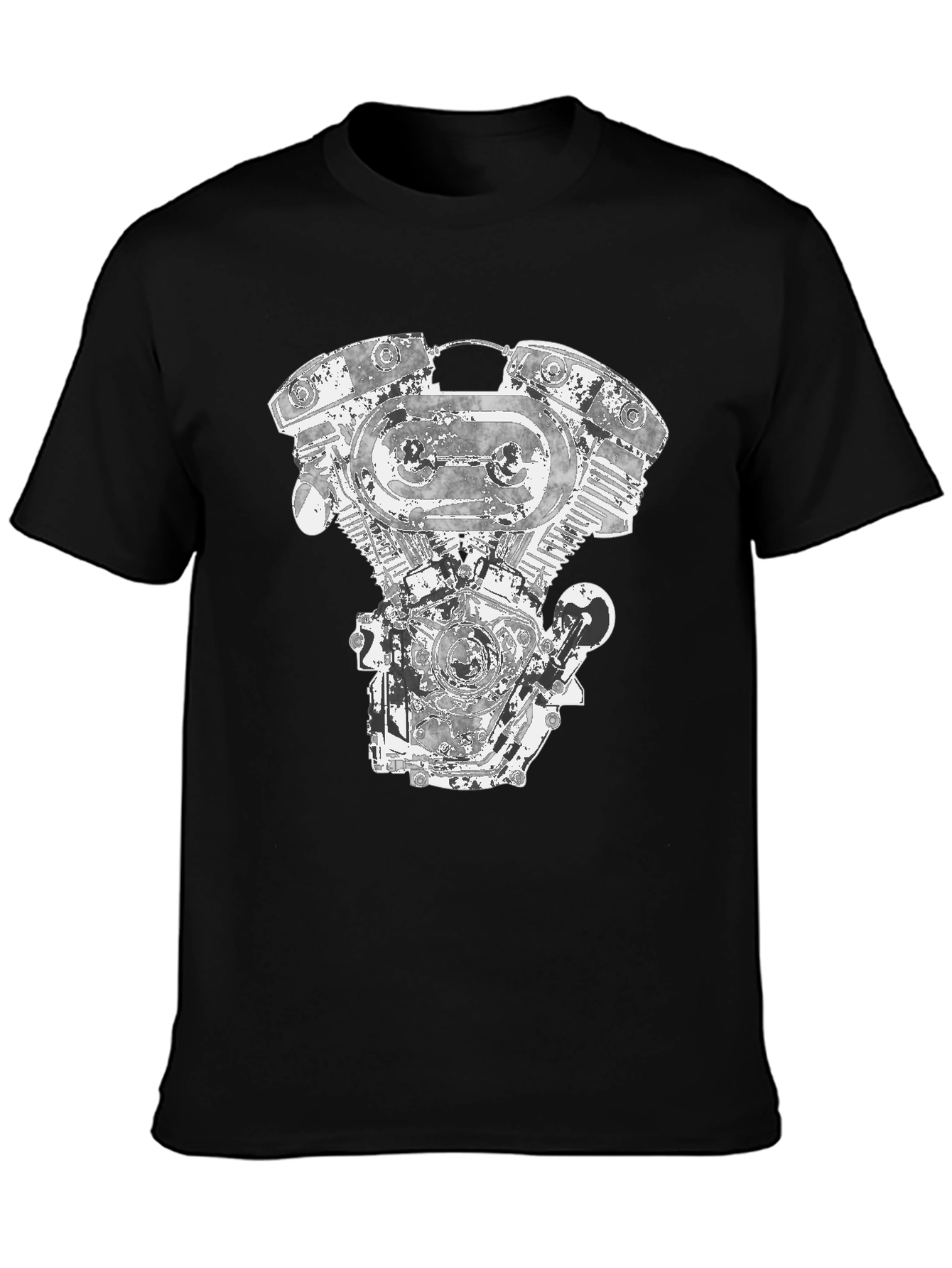 Motorcycle Engine Graphic Tee - Black