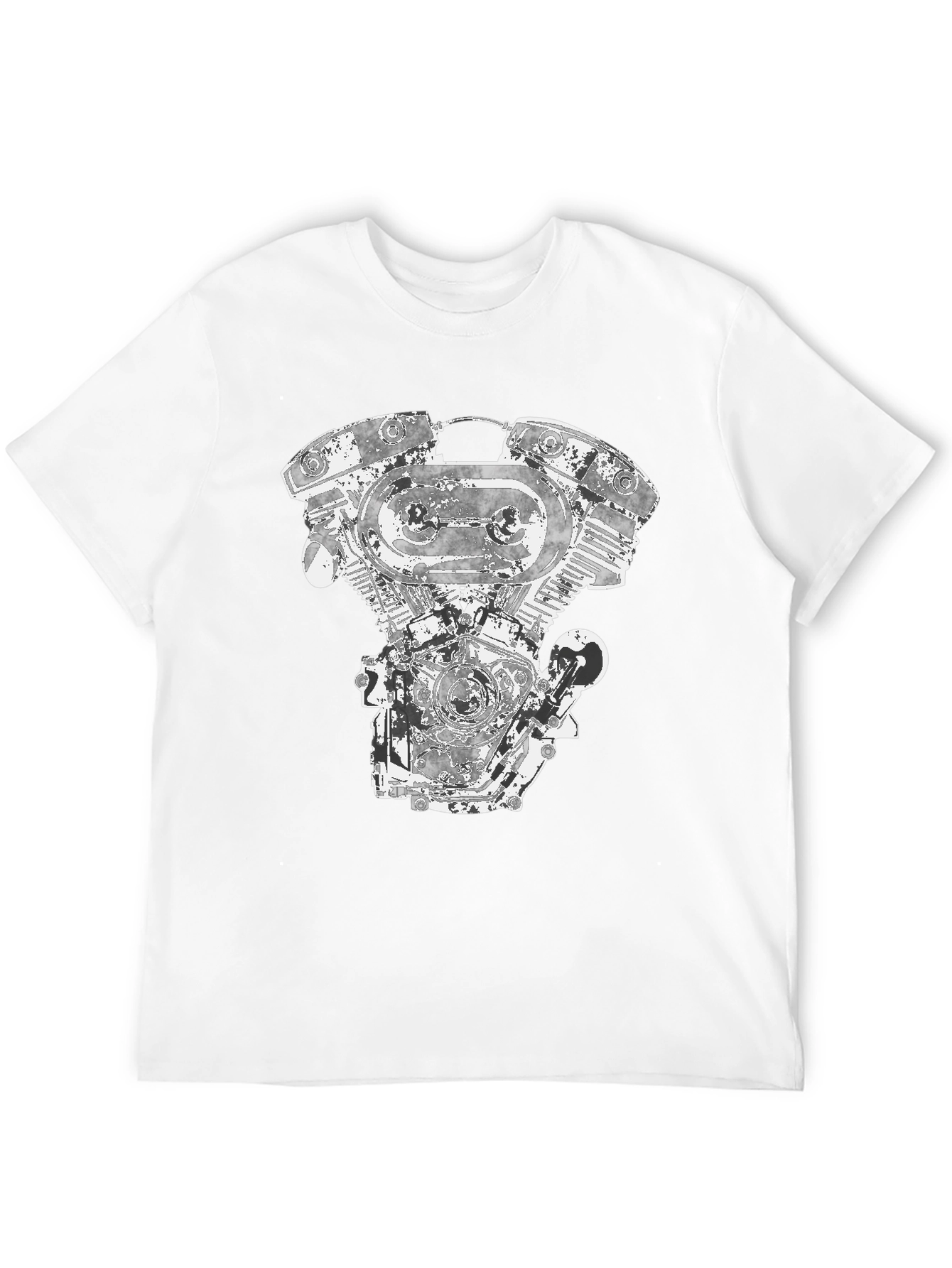 Motorcycle Engine Graphic Tee - Black