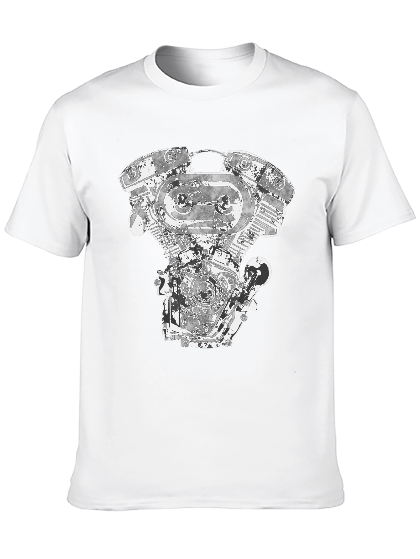 Motorcycle Engine Graphic Tee - Black