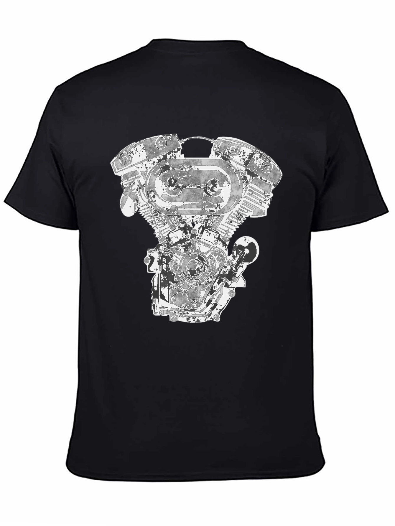 Motorcycle Engine Graphic Tee - Black