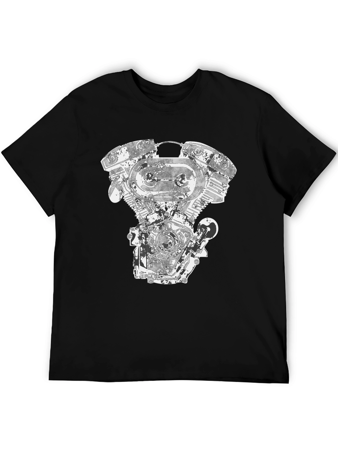 Motorcycle Engine Graphic Tee - Black