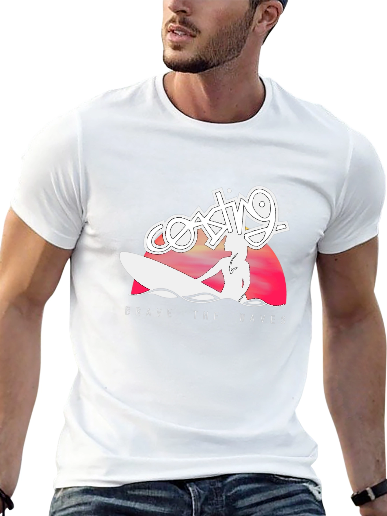 Coasting Brave The Waves T-Shirt - Black Surf Tee