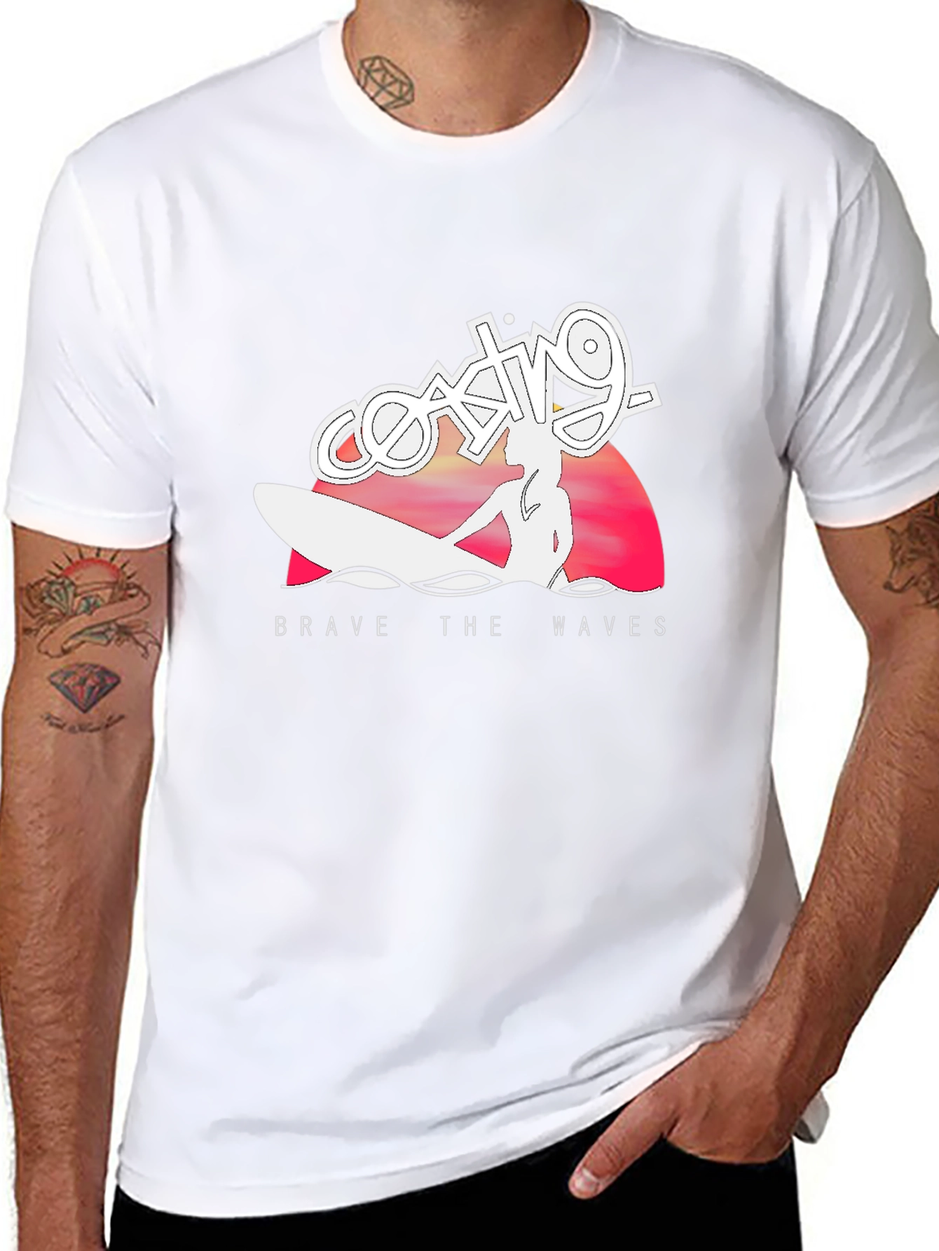 Coasting Brave The Waves T-Shirt - Black Surf Tee