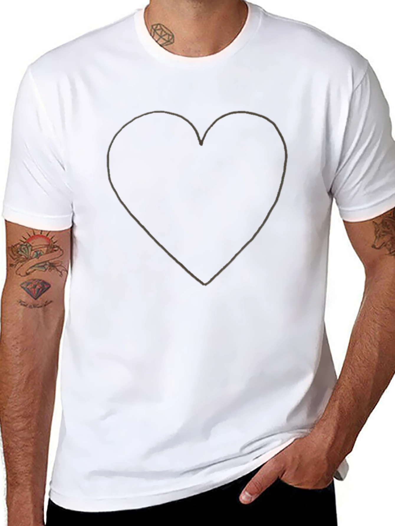 Heart Outline Graphic Tee - Black