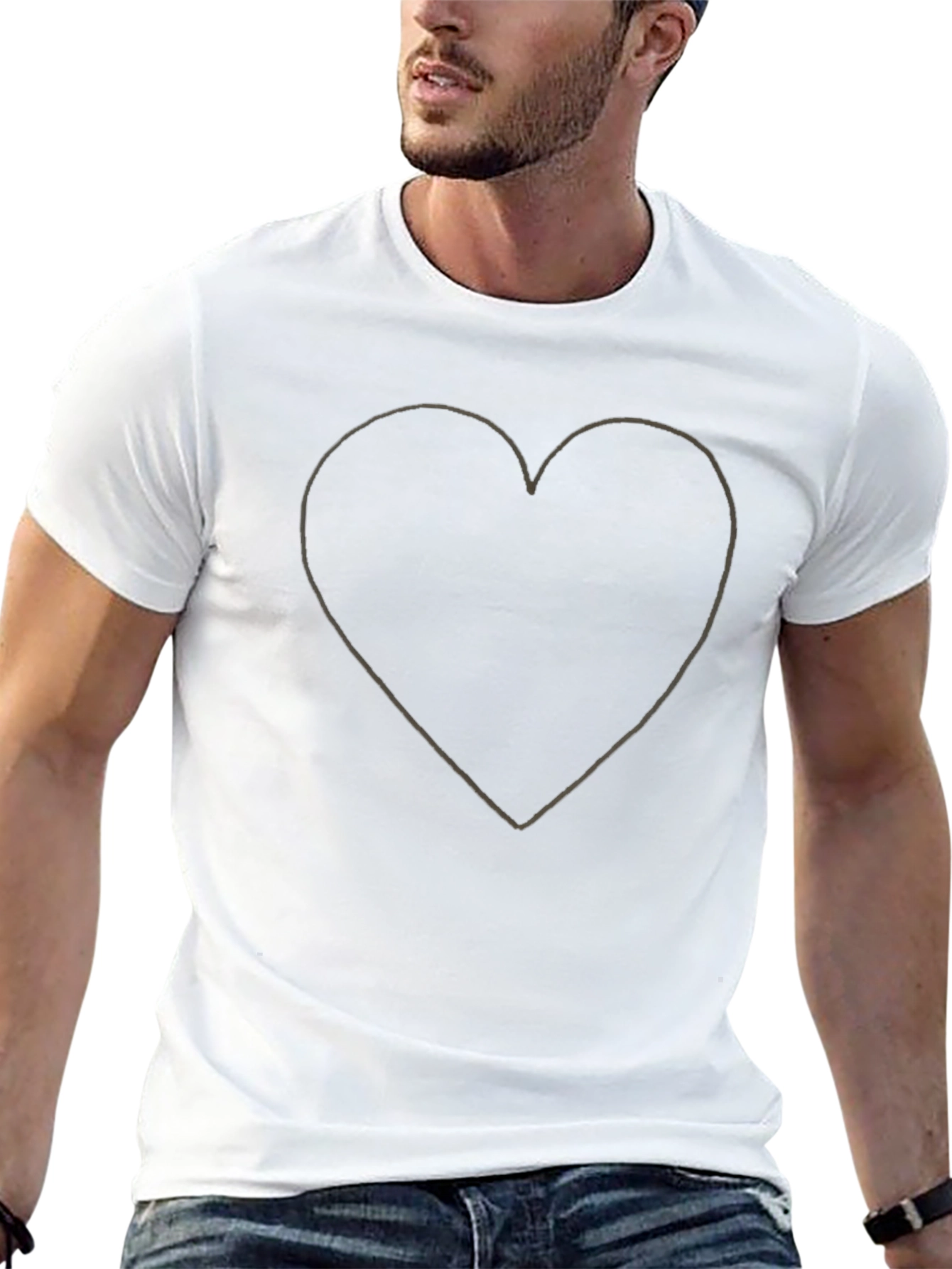 Heart Outline Graphic Tee - Black