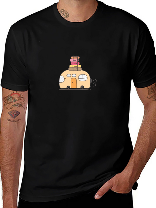 Cartoon Camper Van Graphic T-Shirt