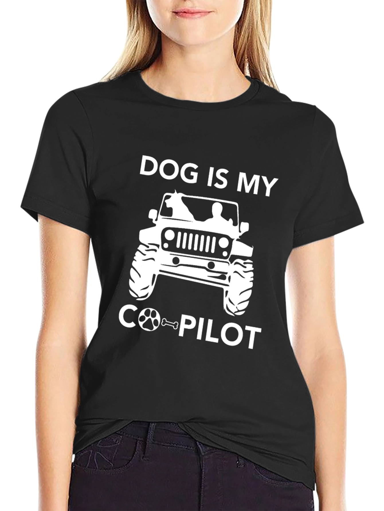 Dog is My Co-Pilot Black T-Shirt