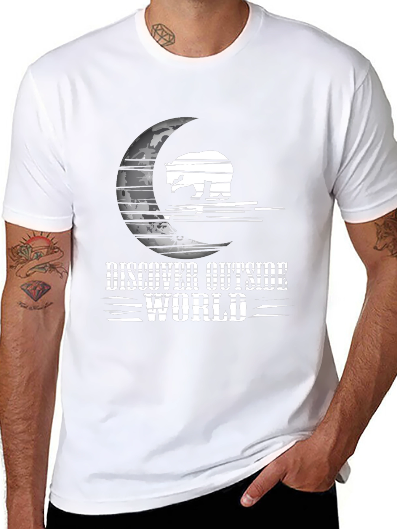 Discover Outside World Graphic Tee - Black