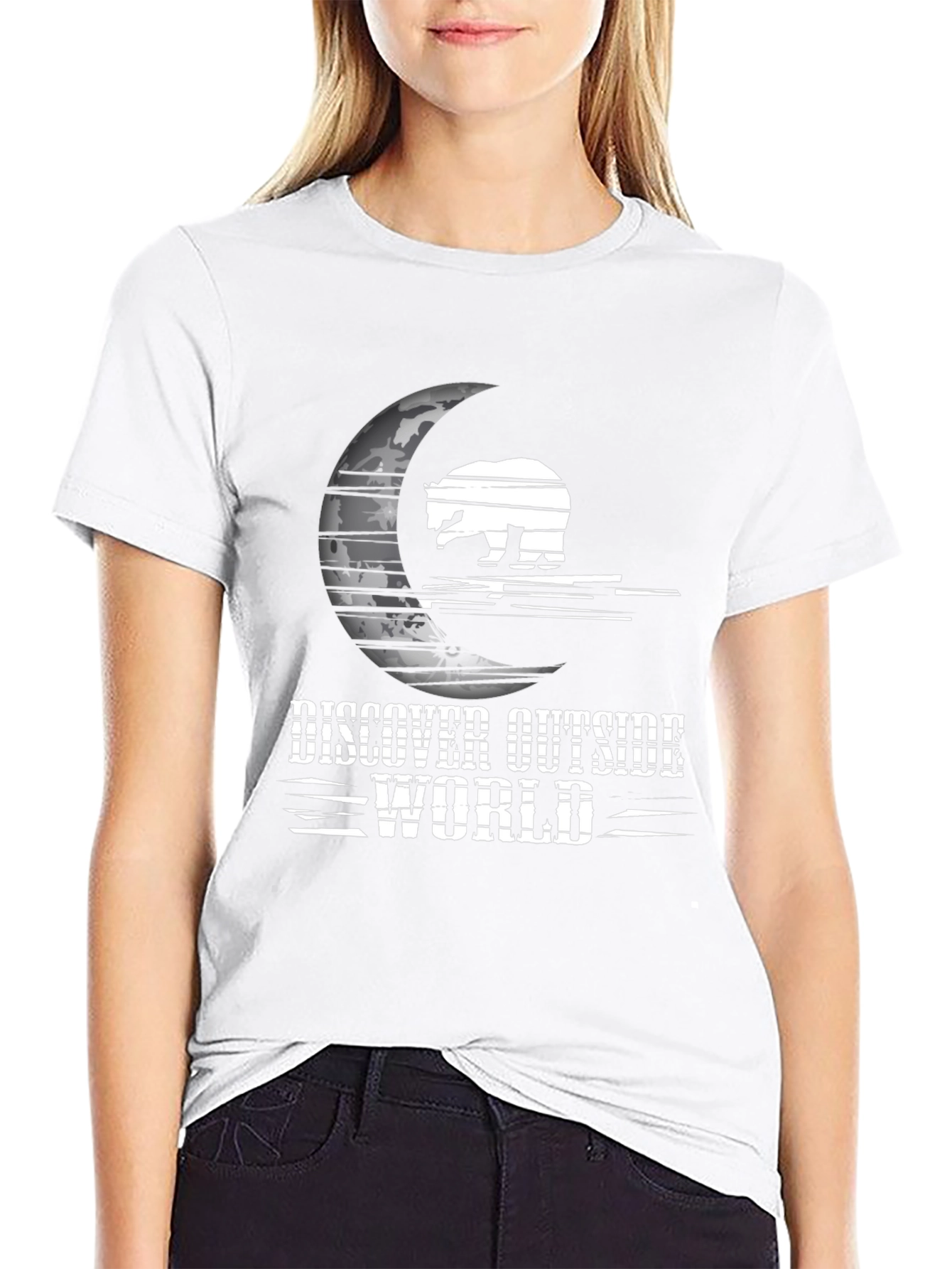 Discover Outside World Graphic Tee - Black