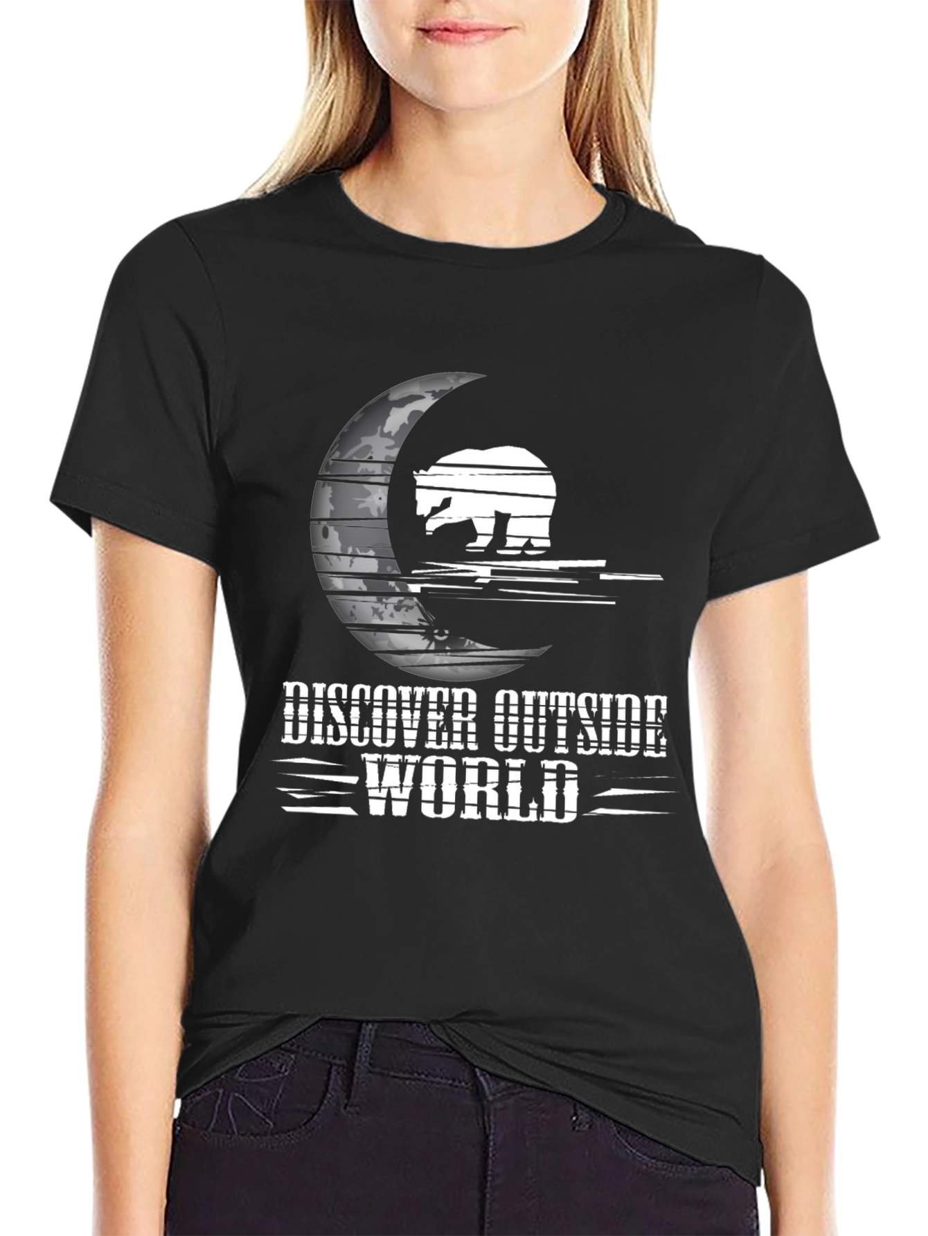 Discover Outside World Graphic Tee - Black