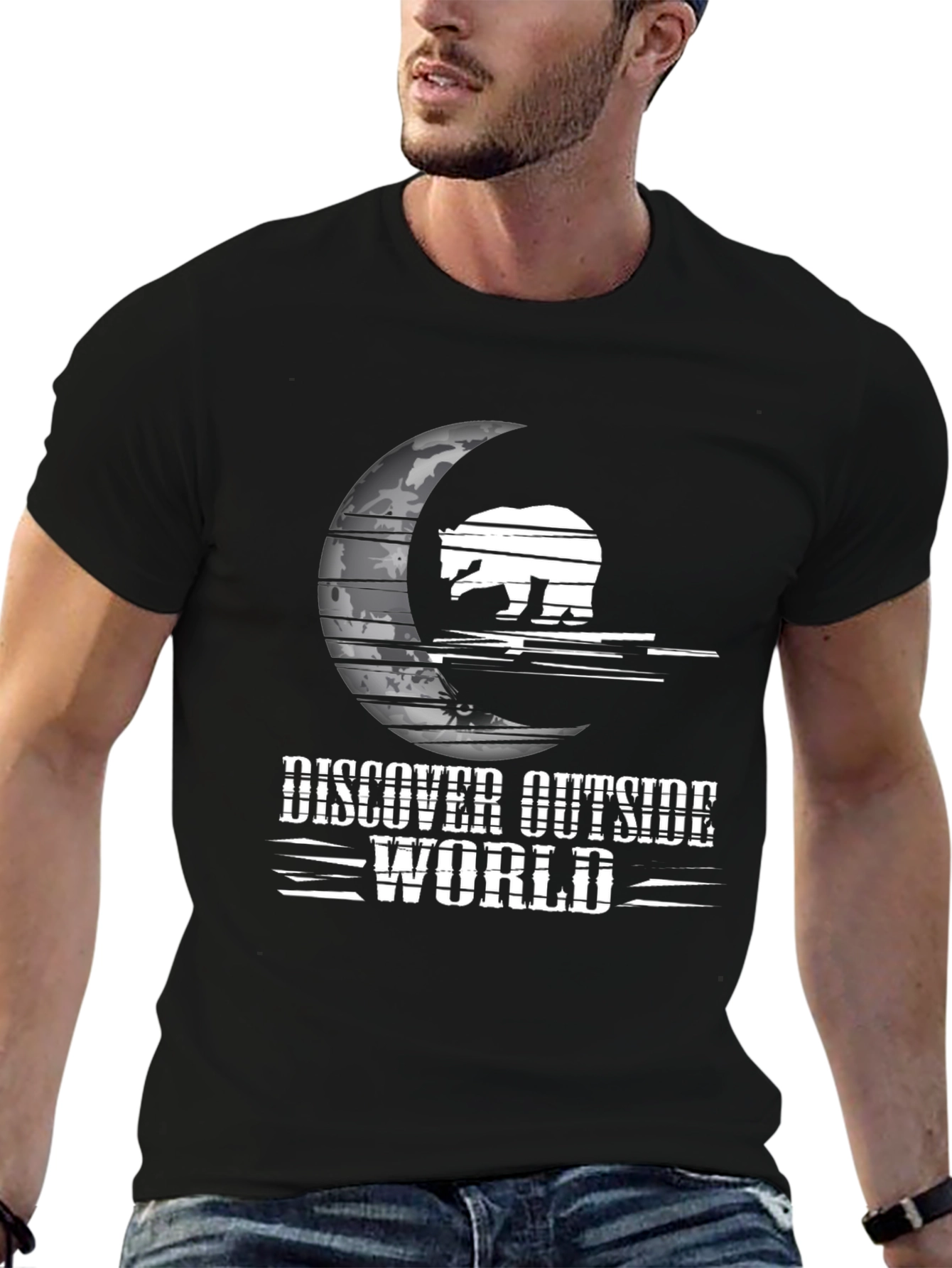 Discover Outside World Graphic Tee - Black