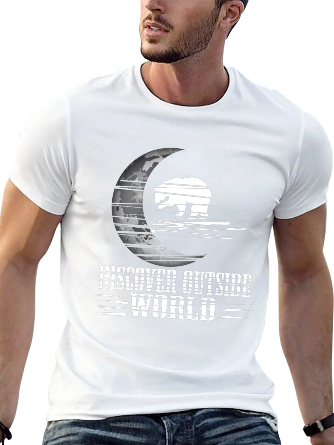 Discover Outside World Graphic Tee - Black