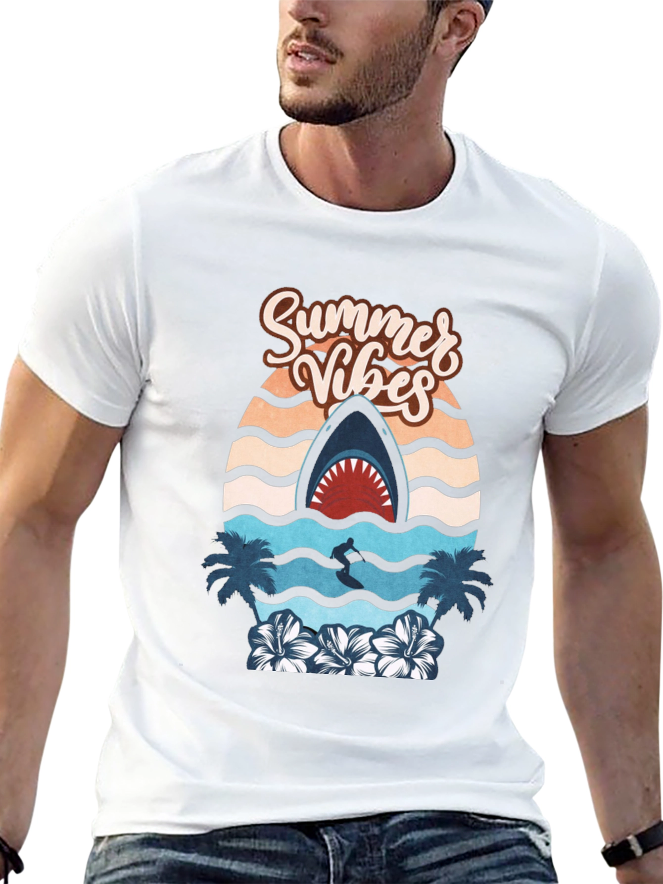 Summer Vibes Shark Graphic Tee