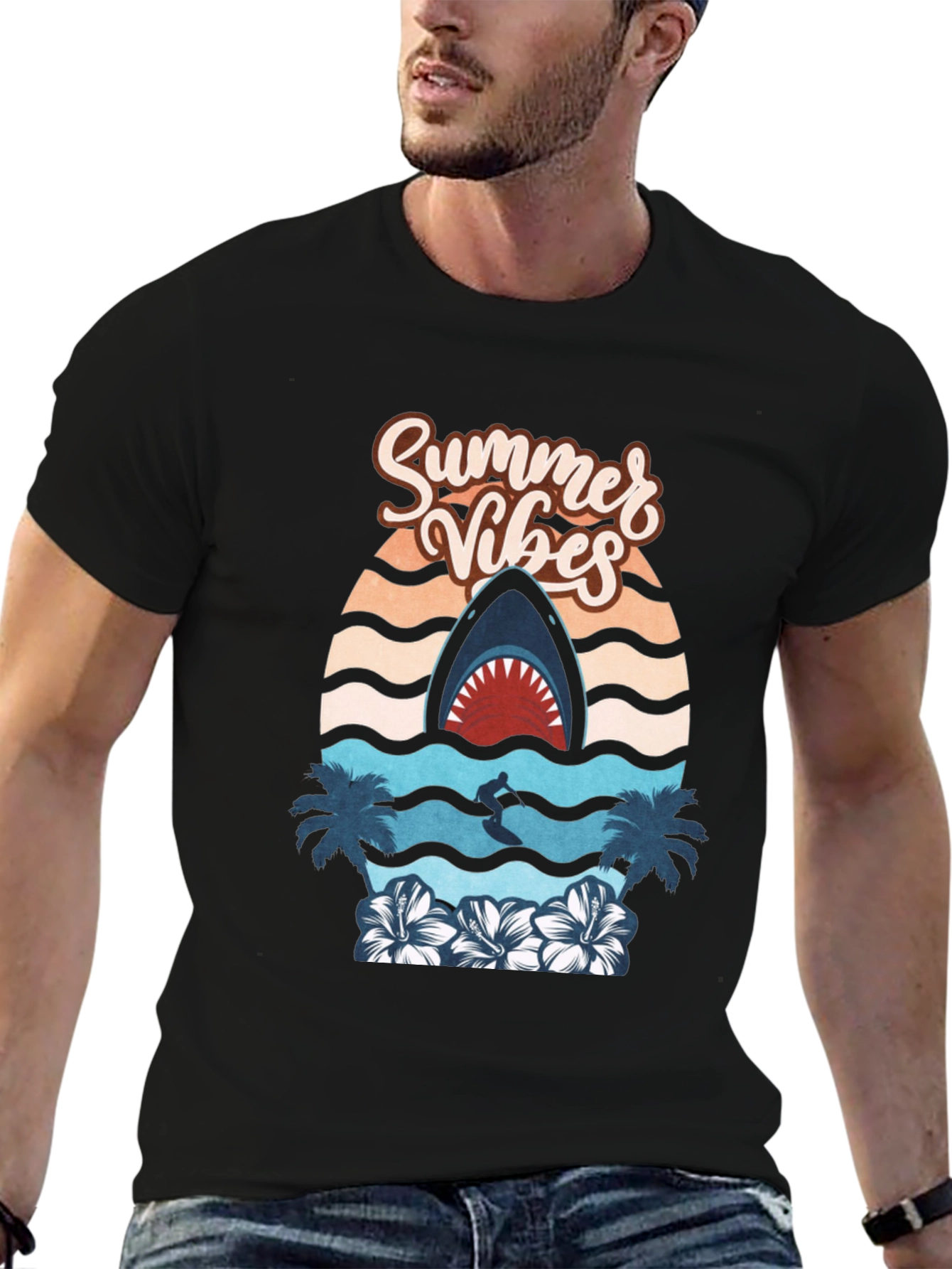 Summer Vibes Shark Graphic Tee