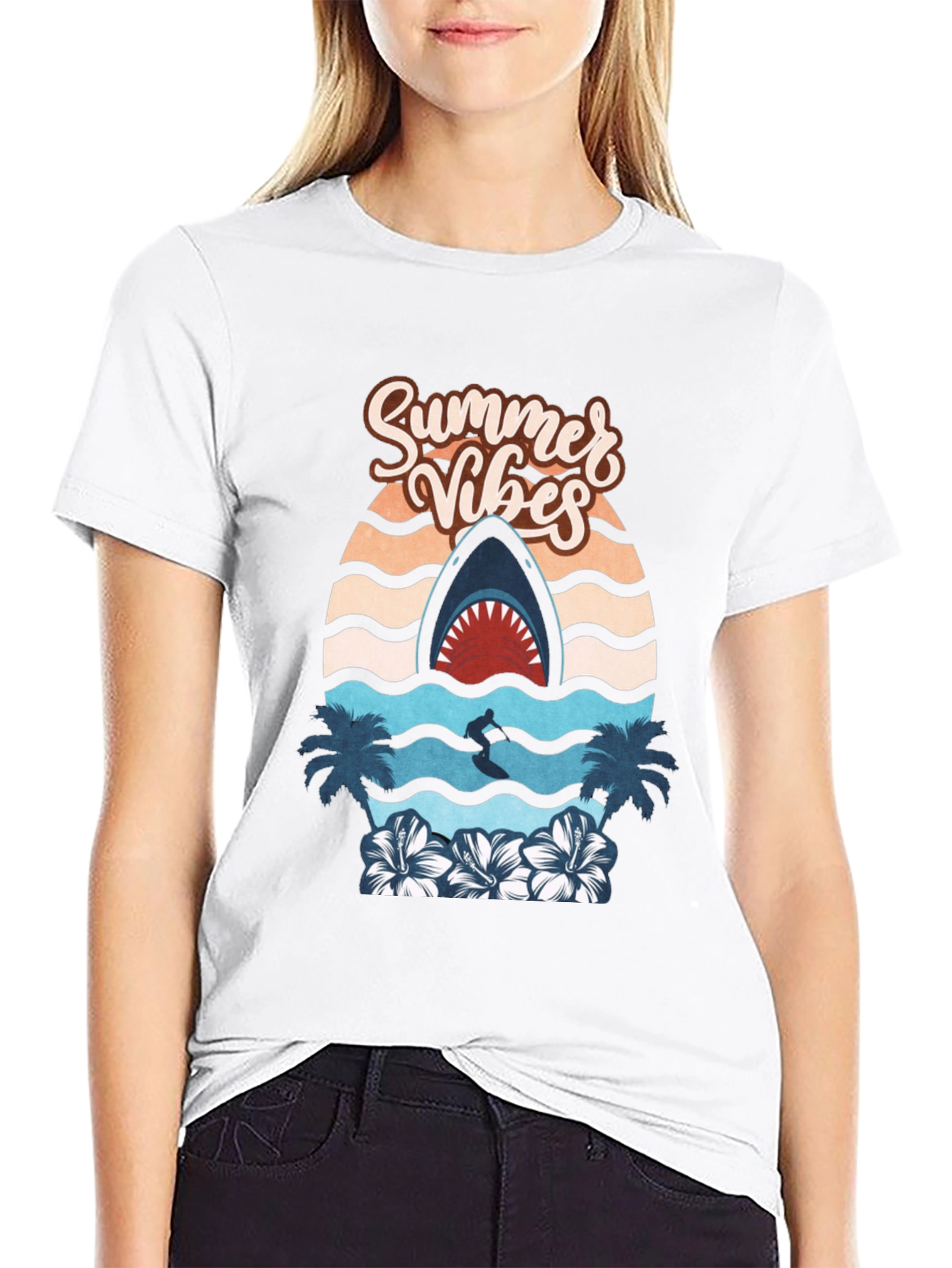 Summer Vibes Shark Graphic Tee