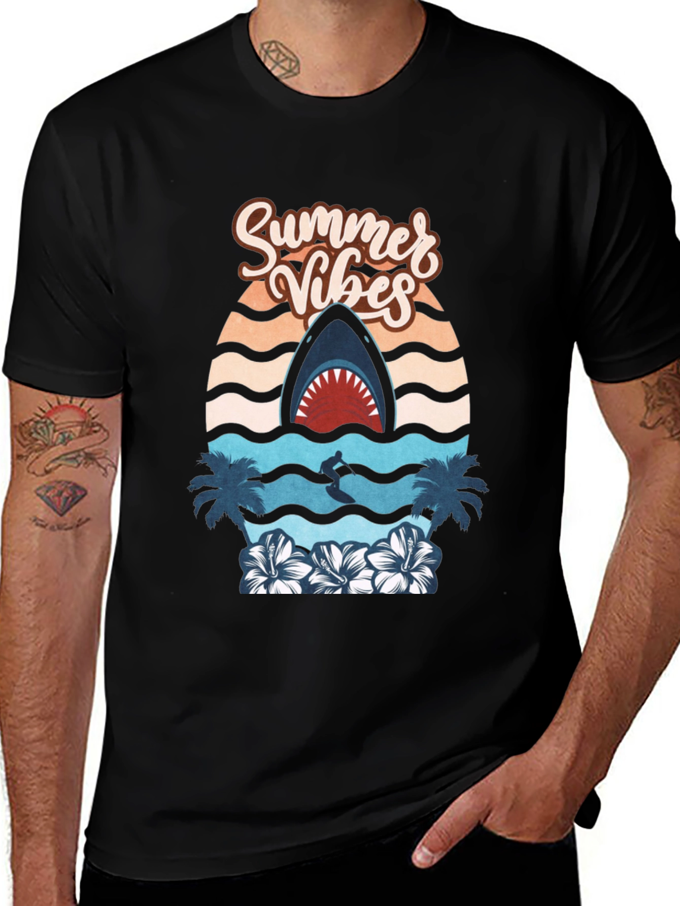 Summer Vibes Shark Graphic Tee