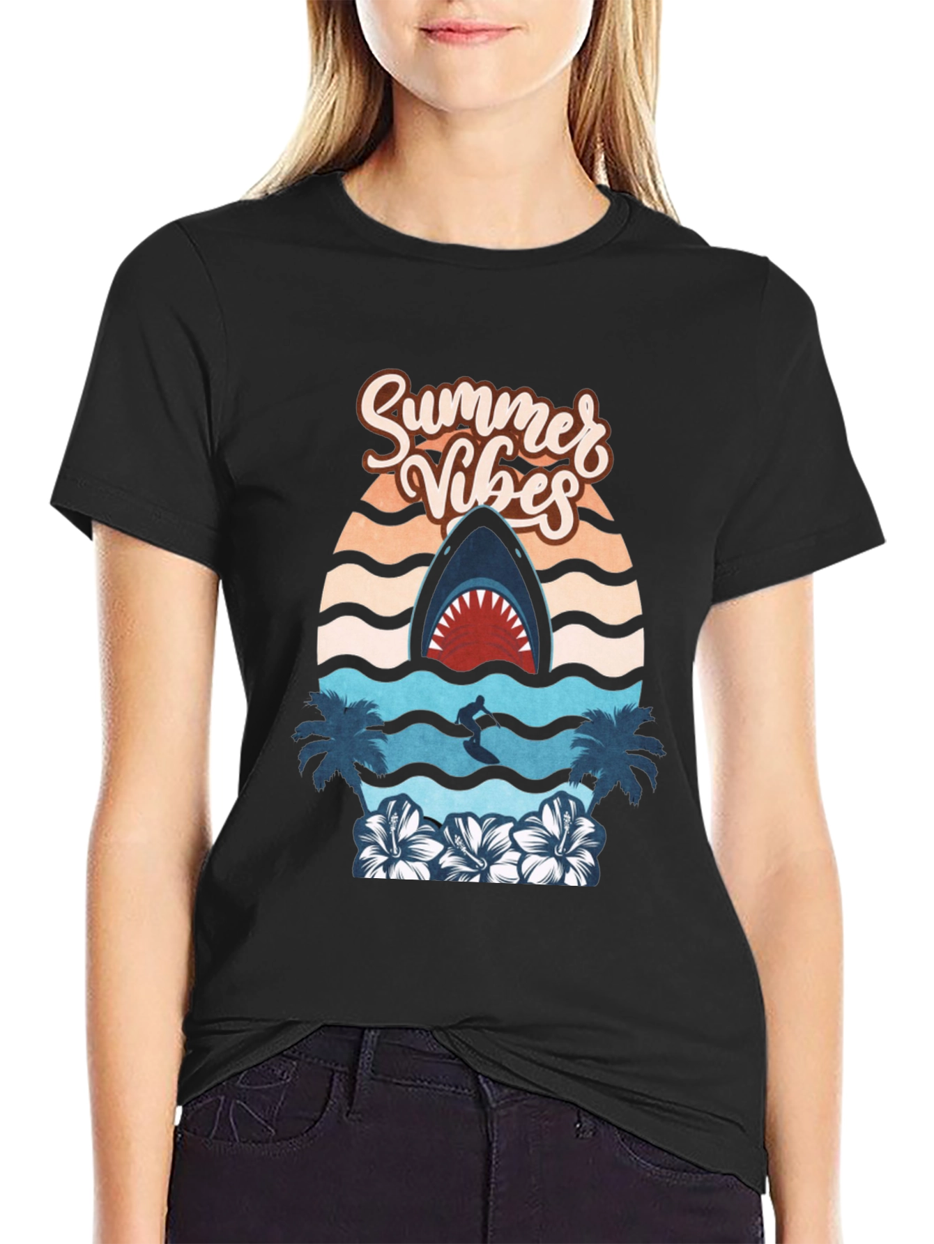 Summer Vibes Shark Graphic Tee